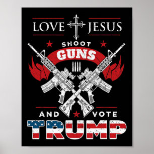 Jezus. Schiet op Pistolen. En stem Trump 2020 vlag Poster