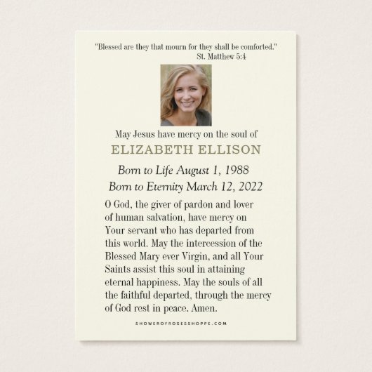  Jezus Scripts Funeral Prayer Kaart (Achterkant)