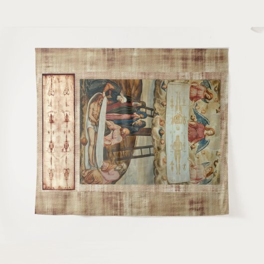 Jezus Shroud van Turijn en Descent van het Kruis Wandkleed (Voorkant (horizontaal))