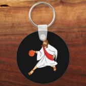 Jezus speelt basketbal 1 sleutelhanger (Voorkant)