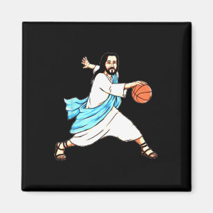 Jezus Spelen Basketbal Leuke Kerstmis Magneet