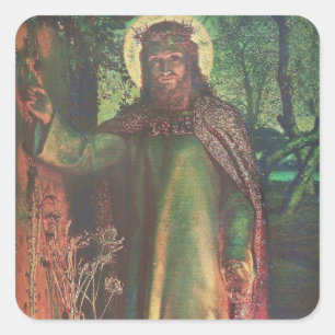 Jezus staat aan de deur en knoks vierkante sticker