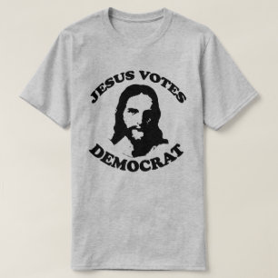 Jezus stemt democraat t-shirt