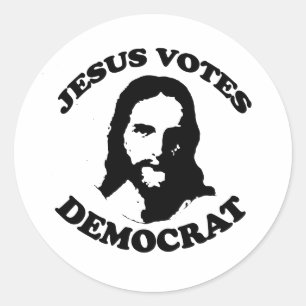 Jezus stemt democratisch ronde sticker