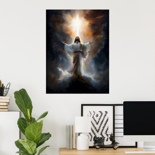 Jezus stijgt op naar de hemel poster (Thuiskantoor)