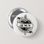Jezus tattoo ronde button 5,7 cm (Voorkant /achterkant)