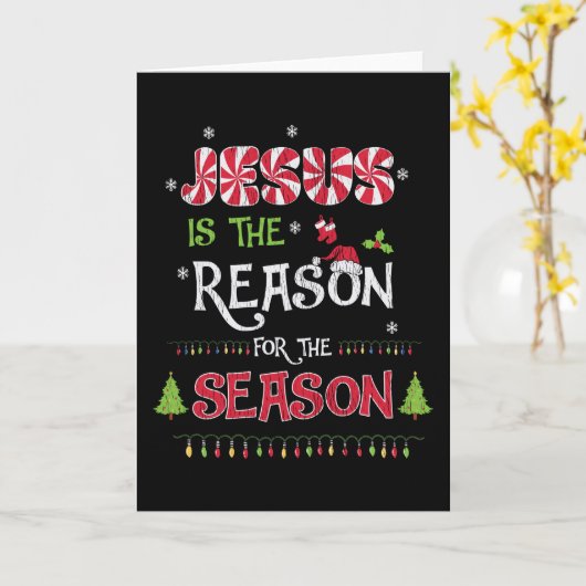Jezus The Reason Christelijke Kerstmis Kaart (Gele Bloem)