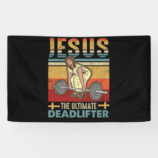 Jezus The Ultimate Deadlifter Funny Workout Gym Spandoek (Horizontaal)