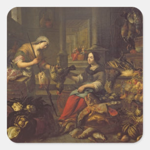 Jezus thuis in Martha en Mary 2 Vierkante Sticker