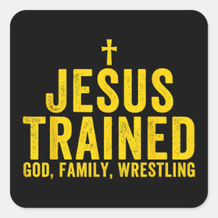 Jezus trainde God Family Wrestling, Christelijk Wr Vierkante Sticker