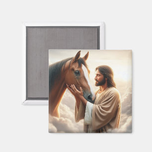 Jezus troost een paard in de hemel magneet