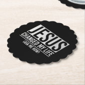 Jezus veranderde mijn leven en vroeg me hoe Jezus Kartonnen Onderzetters (Gekanteld)