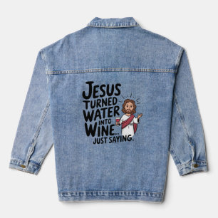 Jezus veranderde water in een shirt denim jacket
