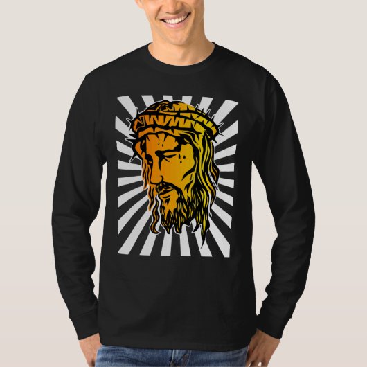 Jezus vergroot gezicht en zonneRay Art 1 T-shirt (Voorkant)