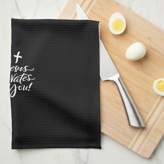 Jezus verheft je Christelijke Christusbelettering Theedoek (Quarter Fold)