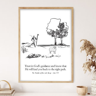 Jezus verlaat de 99 Gelijkenis van de Verloren Sch Poster