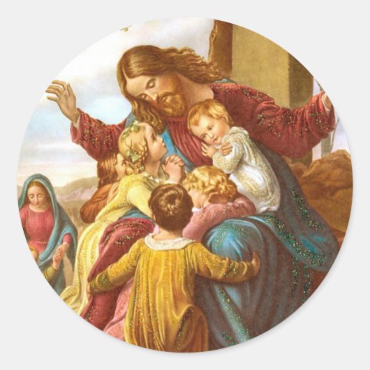 Jezus verwelkomt kinderen rond de stickers (Voorkant)