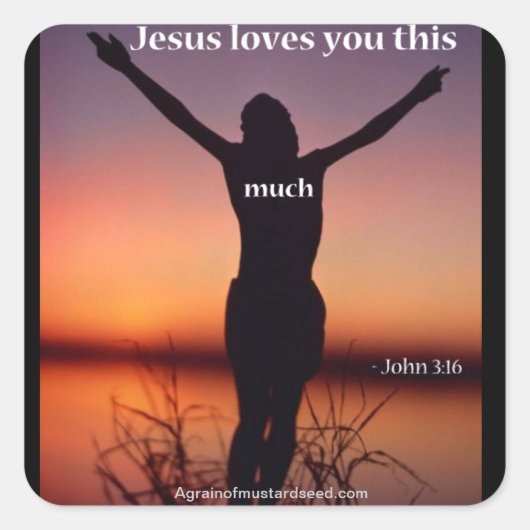 Jezus Vierkante Sticker (Voorkant)