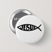 Jezus Vis (Button zwart) Ronde Button 5,7 Cm (Voorkant /achterkant)