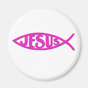 Jezus vis (Magnet Pink) Magneet