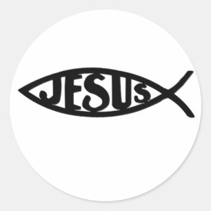 Jezus vis (Sticker Black) Ronde Sticker