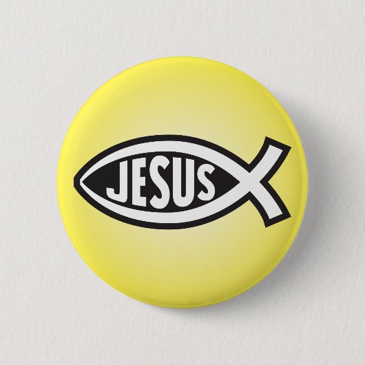Jezus Visgeheim Symbool Ichthys Ronde Button 5,7 Cm (Voorkant)