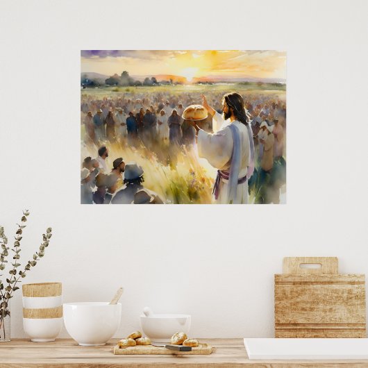 Jezus voedt de 5000 mensen poster (Keuken)