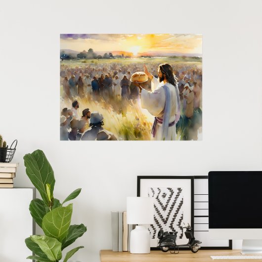 Jezus voedt de 5000 mensen poster (Thuiskantoor)