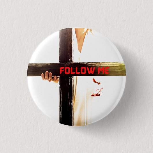 Jezus volgt me Frisbee Ronde Button 3,2 Cm (Voorkant)