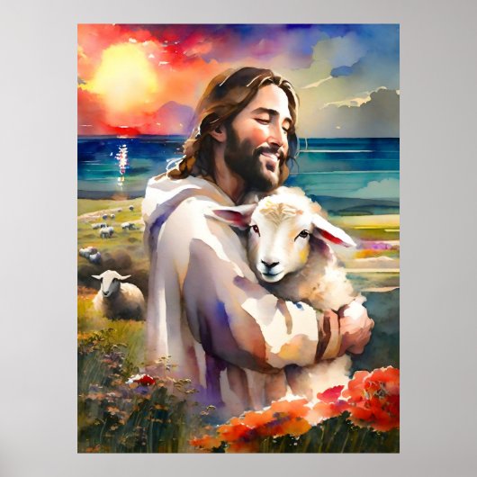 Jezus vond het verloren schaap poster (Voorkant)