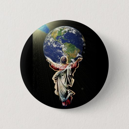 Jezus voor de wereld ronde button 5,7 cm (Voorkant)