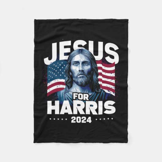 Jezus voor Harris Kamala 2024 Fleece Deken (Voorkant)