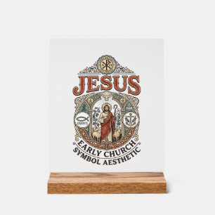 Jezus Vroegkerkelijk Symbool Esthetisch Jezus Vroe Acryl Bord