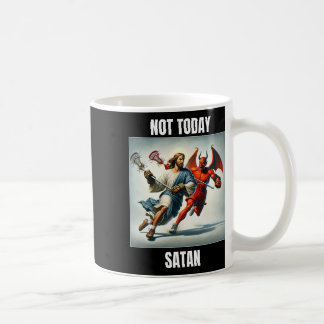 Jezus vs Satan spelen lacrosse - niet vandaag Sata Koffiemok