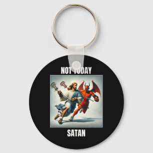 Jezus vs Satan spelen lacrosse - niet vandaag Sata Sleutelhanger