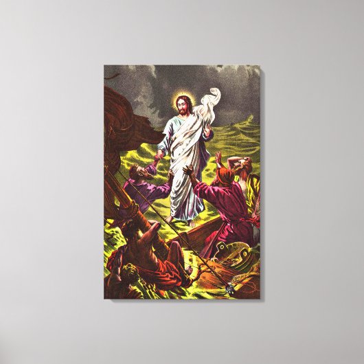 Jezus wandelt op water omwikkeld canvas (Voorkant)