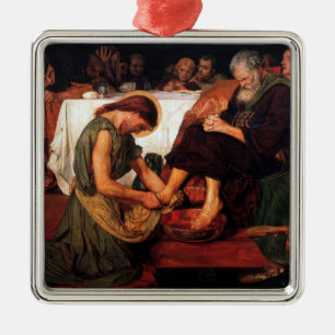 Jezus wast de voeten van Petrus Metalen Ornament