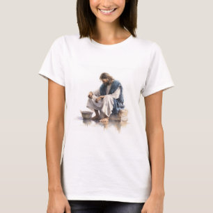 Jezus wast de voeten van zijn discipelen t-shirt