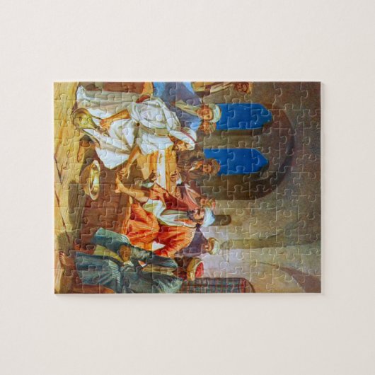 Jezus wast voeten Bijbelse scène Legpuzzel (Horizontaal)