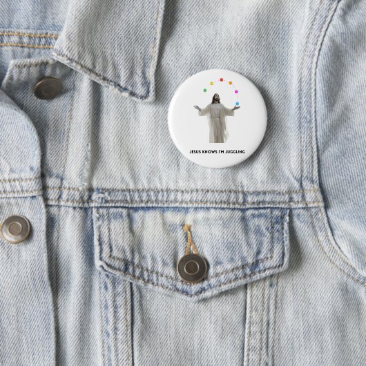 Jezus weet dat ik jongleer ronde button 5,7 cm (In situ)