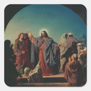 Jezus wekt Lazarus op door Robert Wilhelm Ekman Vierkante Sticker