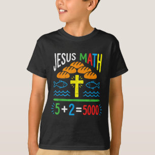 Jezus wiskunde 2 vissen 5 broden voedt de 5000 bij t-shirt