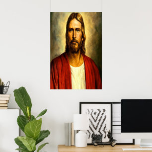 Jezus, wit en rood poster