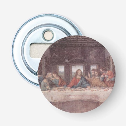 Jezus "Yeshua" Het Laatste Avondmaal, Leonardo da  Button Flesopener (Voorkant)