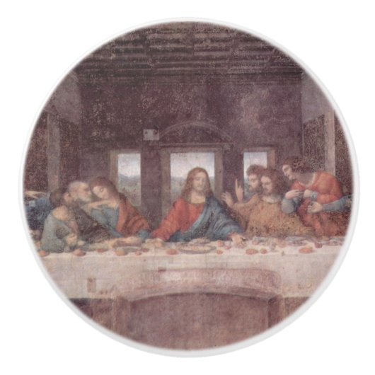 Jezus "Yeshua" Het Laatste Avondmaal, Leonardo da  Keramische Knop (Voorkant)