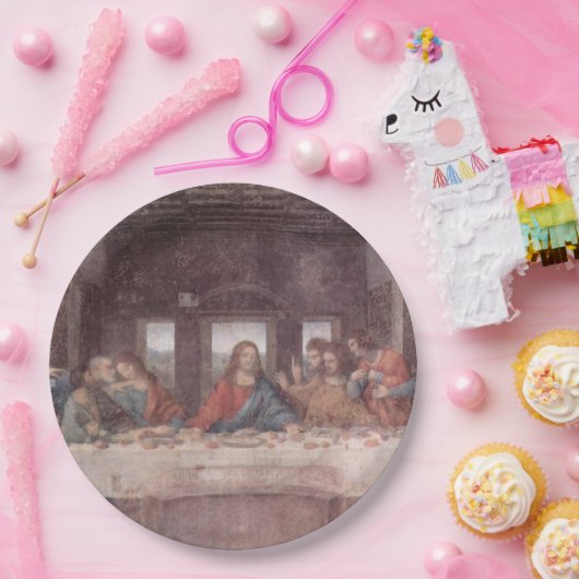 Jezus "Yeshua" Het Laatste Avondmaal, Leonardo da  Papieren Bordje (Feest)