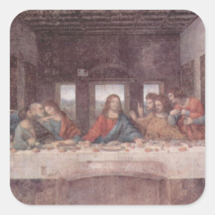 Jezus "Yeshua" Het Laatste Avondmaal, Leonardo da Vierkante Sticker