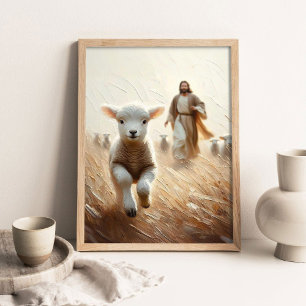 Jezus Zal het Lam Redden, Christelijke Kunst, Jezu Poster