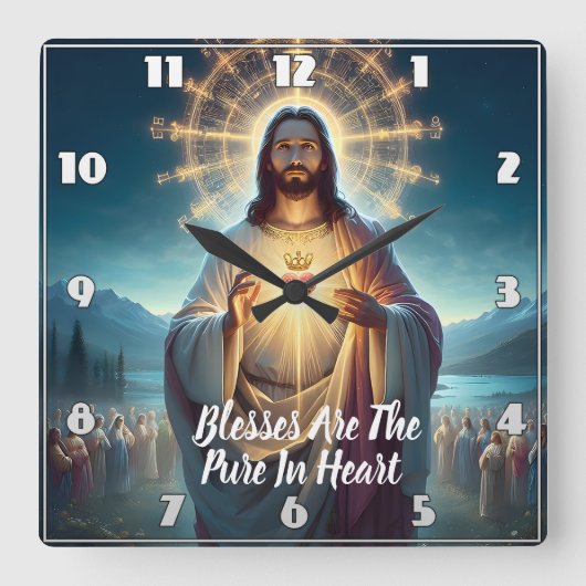Jezus Zegen het Zuivere Hart: temidden van velen Vierkante Klok (Voorkant)
