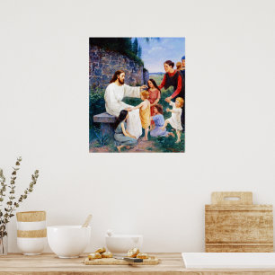 Jezus zegent de kinderen Elin Danielson-Gambogi Poster
